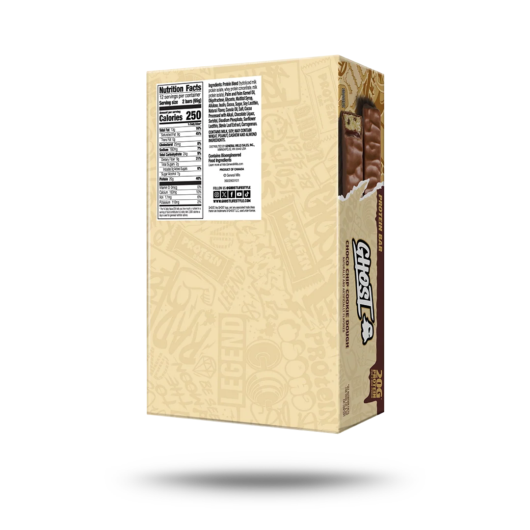 GHOST® PROTEIN BARS | CHOCO CHIP COOKIE DOUGH 12 PACK 2 GHOST® PROTEIN BARS | CHOCO CHIP COOKIE DOUGH 12 PACK