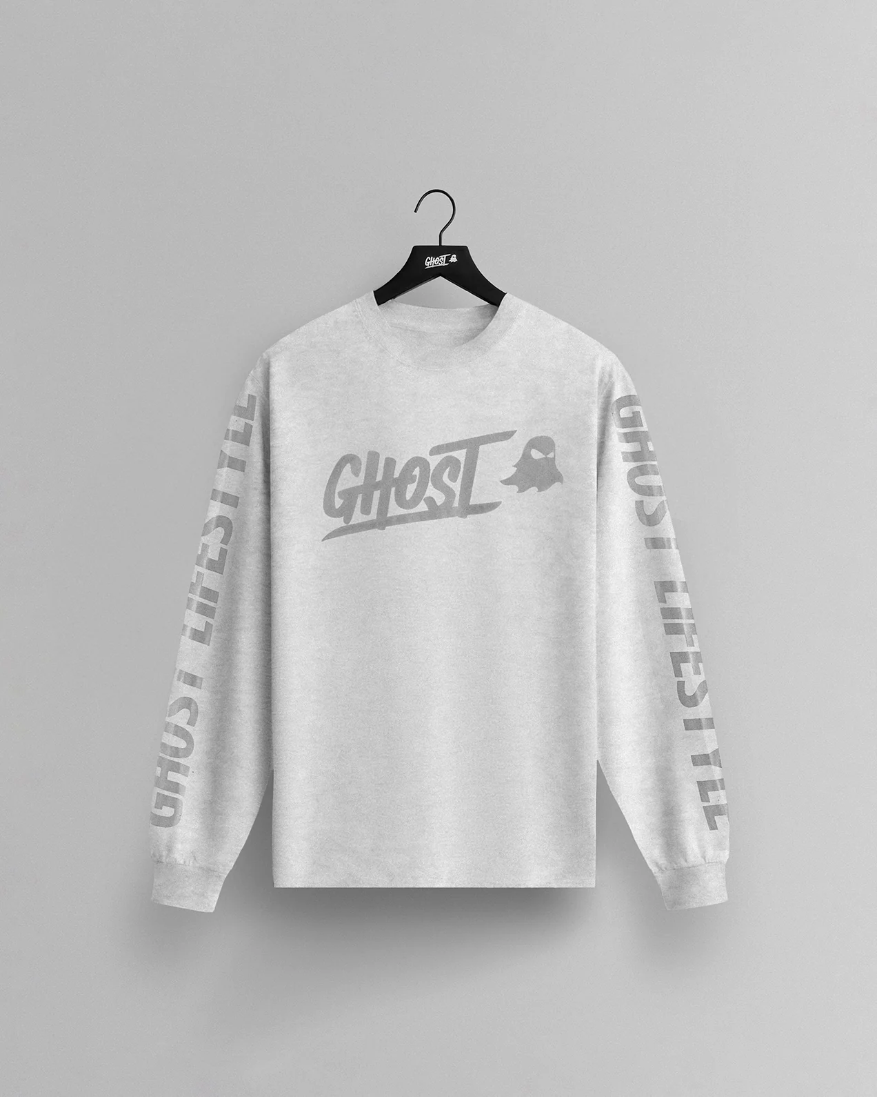 GHOST® CORE LOGO LONG SLEEVE V2 | HEATHER WHITE